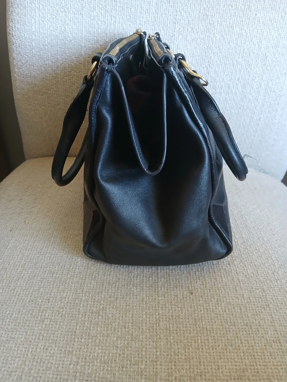 Coach Black & Silver Patchwork Leather Satchel